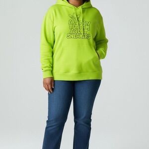 Neon green Adidas hoodie "all day i dream of sneakers" XXL